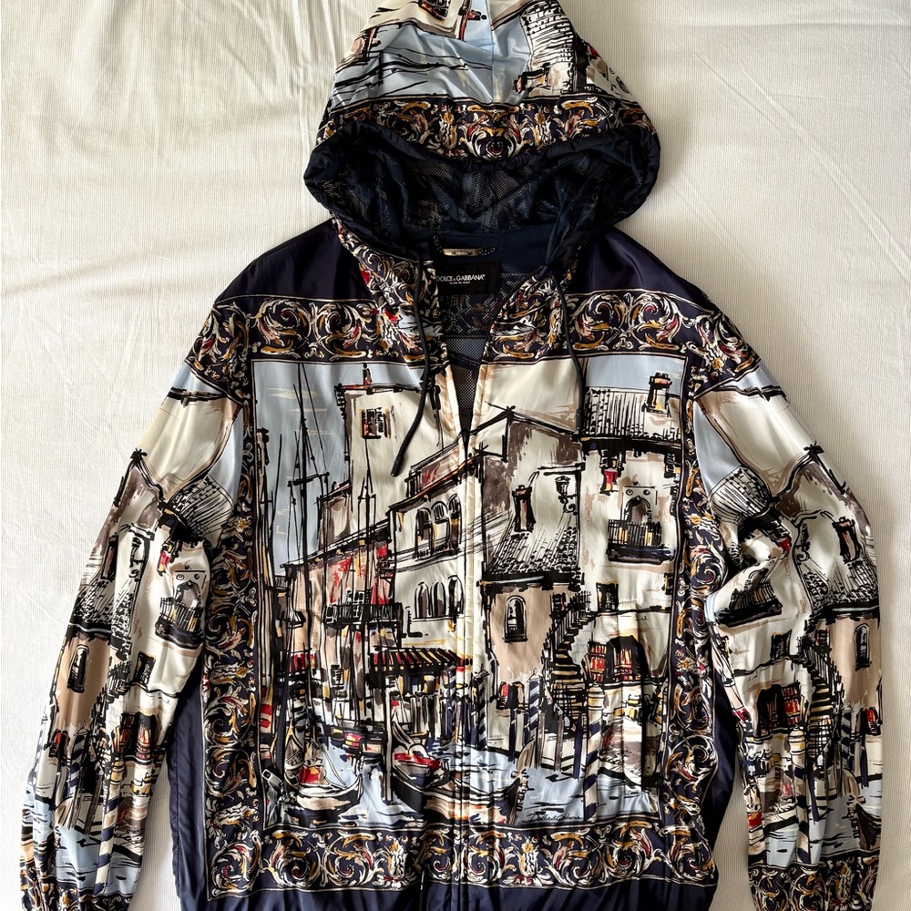 Dolce & Gabbana Artistic Print Jacket in Blue and White